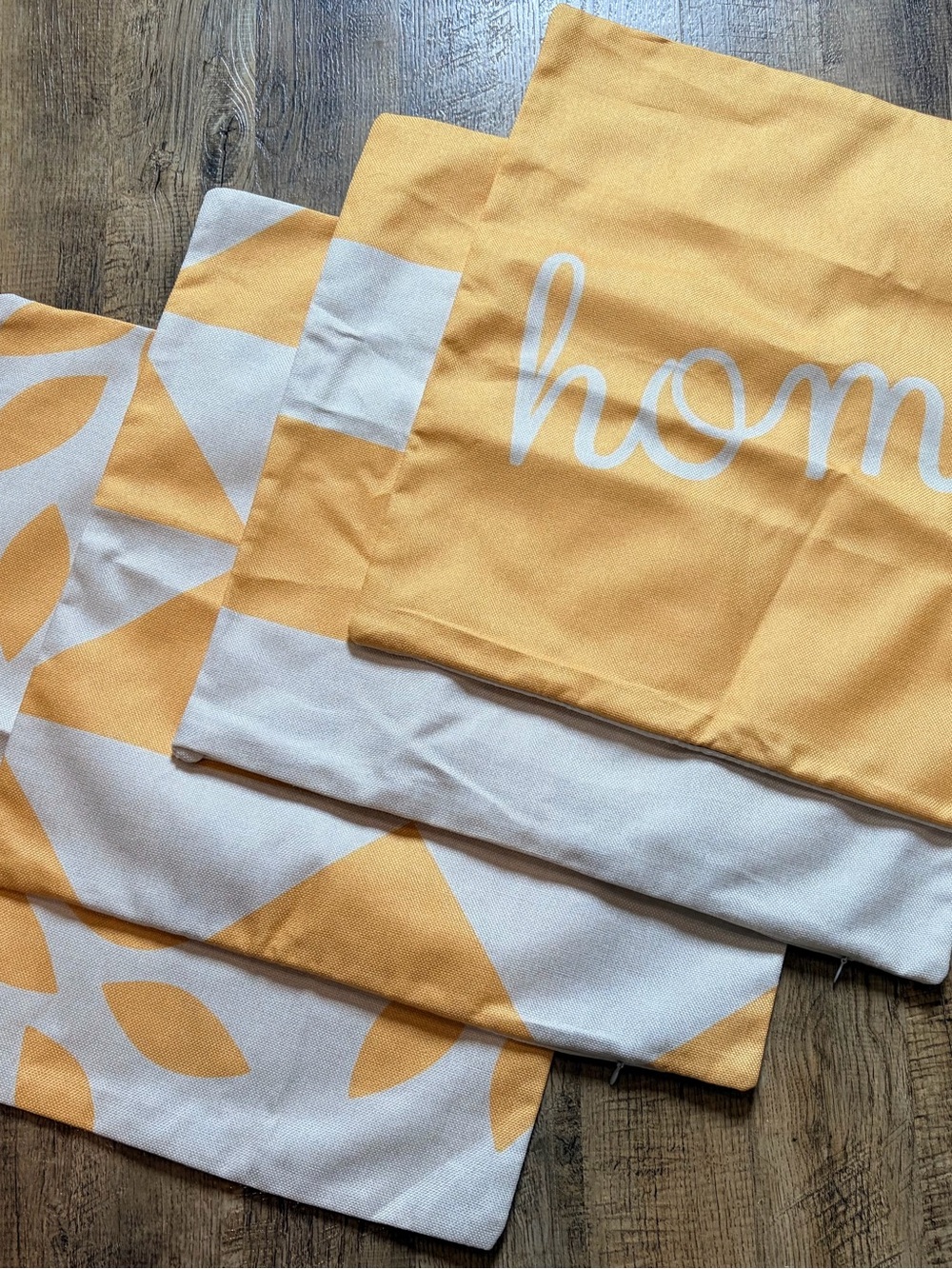 Home - Happy Yellow & White Decorative Pillow Covers (Set) zippered